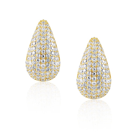 Gold Drop Cubic Zirconia Earrings - Picture 3 of 5